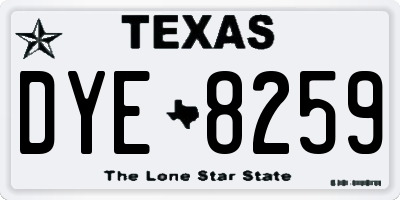 TX license plate DYE8259