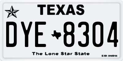 TX license plate DYE8304