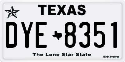 TX license plate DYE8351