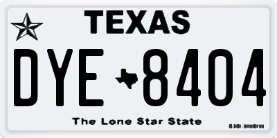 TX license plate DYE8404