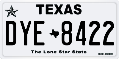TX license plate DYE8422