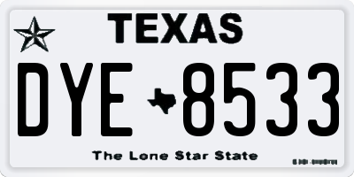 TX license plate DYE8533