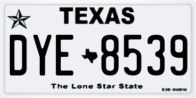 TX license plate DYE8539