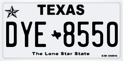 TX license plate DYE8550