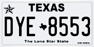 TX license plate DYE8553