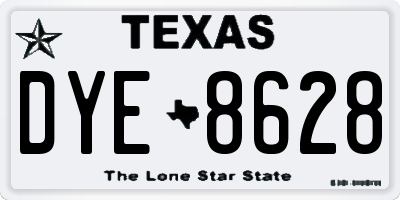 TX license plate DYE8628