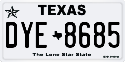 TX license plate DYE8685