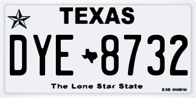 TX license plate DYE8732