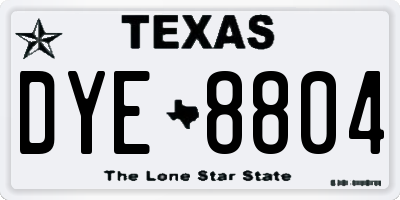 TX license plate DYE8804