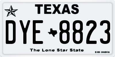 TX license plate DYE8823