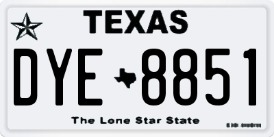 TX license plate DYE8851