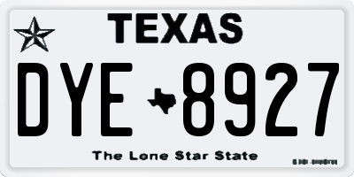 TX license plate DYE8927