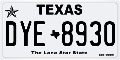 TX license plate DYE8930