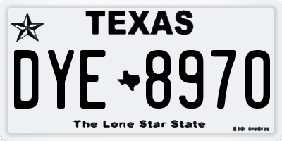 TX license plate DYE8970