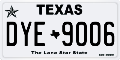 TX license plate DYE9006