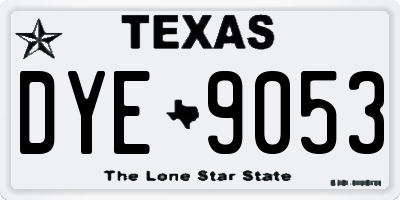 TX license plate DYE9053