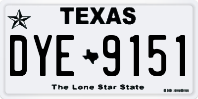TX license plate DYE9151