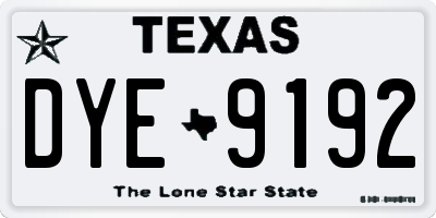TX license plate DYE9192