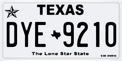 TX license plate DYE9210