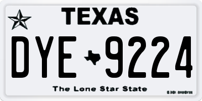 TX license plate DYE9224