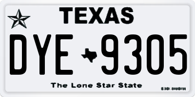 TX license plate DYE9305