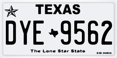 TX license plate DYE9562