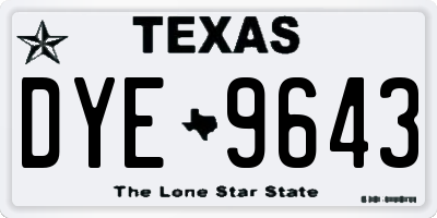 TX license plate DYE9643