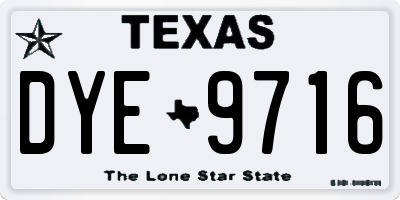 TX license plate DYE9716