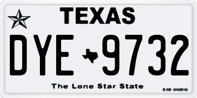 TX license plate DYE9732