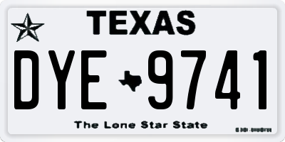 TX license plate DYE9741