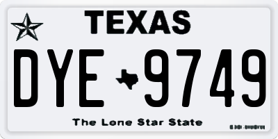 TX license plate DYE9749