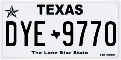 TX license plate DYE9770