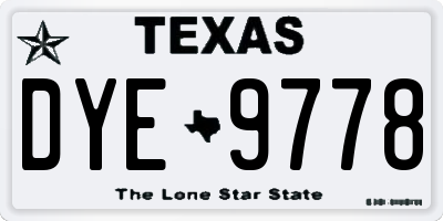 TX license plate DYE9778