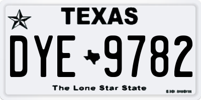 TX license plate DYE9782