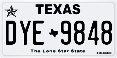 TX license plate DYE9848