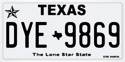 TX license plate DYE9869