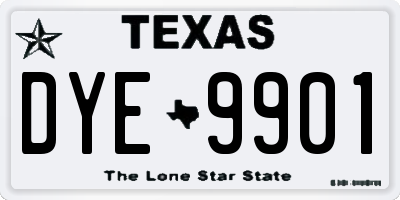 TX license plate DYE9901