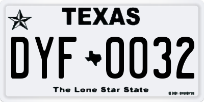 TX license plate DYF0032