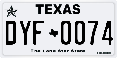TX license plate DYF0074