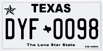 TX license plate DYF0098
