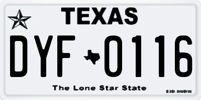 TX license plate DYF0116