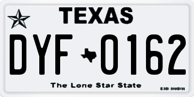 TX license plate DYF0162