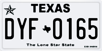 TX license plate DYF0165