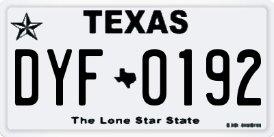 TX license plate DYF0192
