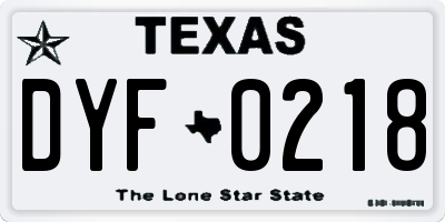 TX license plate DYF0218