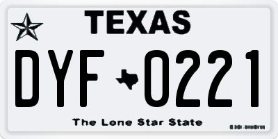 TX license plate DYF0221
