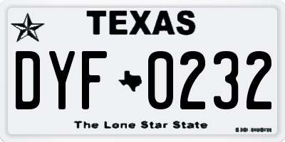 TX license plate DYF0232