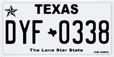 TX license plate DYF0338