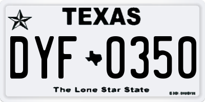TX license plate DYF0350