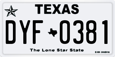 TX license plate DYF0381